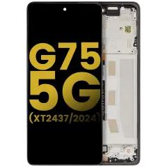 LCD Assembly With Frame Compatible For Motorola Moto G75 5G (XT2437 / 2024) (Refurbished) (Charcoal Gray)