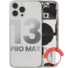 Back Housing W/ Small Components Pre-Installed Compatible For iPhone 13 Pro Max (International Version) (Used OEM Pull: Grade C) (Silver)
