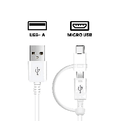 Micro USB To USB Type A Cable With Adaptor For Samsung (OEM Grade New) (White) (50 Pack)