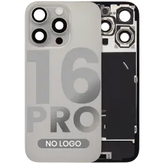 Back Glass w/ MagSafe Magnet & NFC & Flashlight Flex For iPhone 16 Pro (Aftermarket) (Natural Titanium) (No Logo)