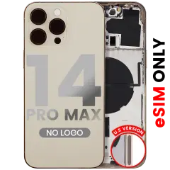 Back Housing W/ Small Parts For iPhone 14 Pro Max (US Version) (Aftermarket Plus) (Gold)