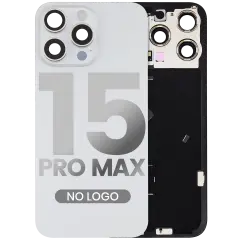 Back Glass w/ MagSafe Magnet & NFC & Flashlight Flex For iPhone 15 Pro Max (Aftermarket) (White Titanium) (No Logo)