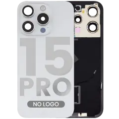 Back Glass w/ MagSafe Magnet & NFC & Flashlight Flex For iPhone 15 Pro (Aftermarket) (White Titanium) (No Logo)