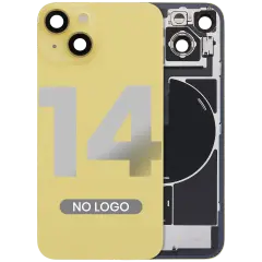 Back Glass With Steel Plate With Wireless NFC & MagSafe Magnet Pre-Installed For iPhone 14 (No Logo) (Yellow)