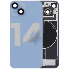 Back Glass w/ MagSafe Magnet & NFC & Flashlight Flex For iPhone 14 (Quality - OEM Pull C) (Blue)