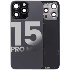 Back Glass w/ MagSafe Magnet & NFC & Flashlight Flex For iPhone 15 Pro Max (Quality - OEM Pull C) (Black Titanium)