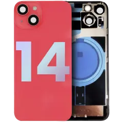 Back Glass w/ MagSafe Magnet & NFC & Flashlight Flex For iPhone 14 (Service Pack) (Red)