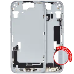 Mid-Frame Housing  W/ Charging Port Flex & Small Parts  For iPhone 15 (EU / Global Version) (Used OEM Pull: Grade C) (Blue)