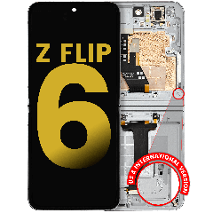 Inner OLED Assembly With Frame Compatible For Samsung Galaxy Z Flip 6 (F741) (US & International) (Refurbished) (White)