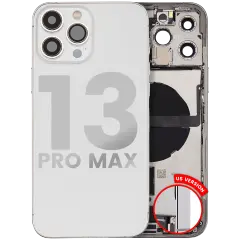Back Housing W/ Charging Port Flex & Small Parts  For iPhone 13 Pro Max (US Version) (Used OEM Pull: Grade C) (Silver)