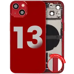 Back Housing W/ Charging Port Flex & Small Parts  For iPhone 13 (EU / Global Version) (Used OEM Pull: Grade B) (Red)