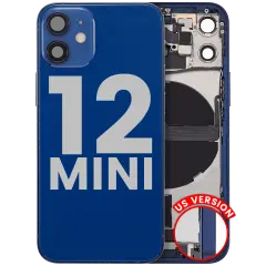 Back Housing W/ Charging Port Flex & Small Parts For iPhone 12 Mini (US Version) (Used OEM Pull: Grade A) (Blue)