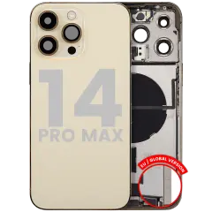 Back Housing W/ Charging Port Flex & Small Parts  For iPhone 14 Pro Max (EU / Global Version) (Used OEM Pull: Grade A) (Gold)