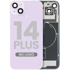 Back Glass With Steel Plate With Wireless NFC & MagSafe Magnet Pre-Installed For iPhone 14 Plus (No Logo) (Purple)