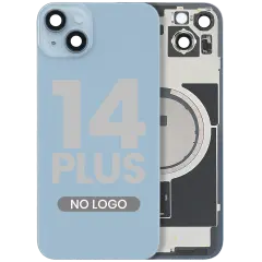 Back Glass w/ MagSafe Magnet For iPhone 14 Plus (Aftermarket) (Blue) (No Logo)