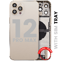 Back Housing W/ Charging Port Flex & Small Parts  For iPhone 12 Pro Max (EU / Global Version) (Used OEM Pull: Grade B) (Gold)