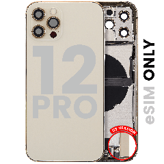 Back Housing W/ Charging Port Flex & Small Parts  For iPhone 12 Pro (US Version) (Used OEM Pull: Grade C) (Gold)