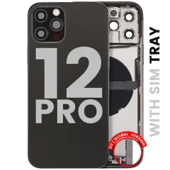 Back Housing W/ Charging Port Flex & Small Parts  For iPhone 12 Pro (EU / Global Version) (Used OEM Pull: Grade B) (Graphite)