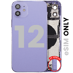 Back Housing W/ Charging Port Flex & Small Parts  For iPhone 12 (US Version) (Used OEM Pull: Grade C) (Purple)