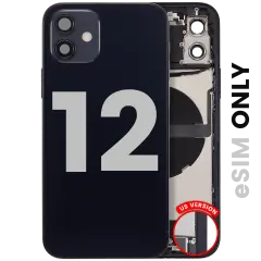 Back Housing W/ Charging Port Flex & Small Parts  For iPhone 12 (US Version) (Used OEM Pull: Grade C) (Black)
