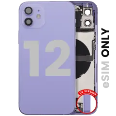 Back Housing W/ Charging Port Flex & Small Parts  For iPhone 12 (US Version) (Used OEM Pull: Grade B) (Purple)