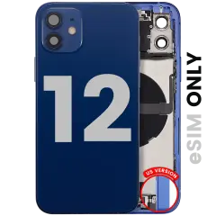 Back Housing W/ Charging Port Flex & Small Parts  For iPhone 12 (US Version) (Used OEM Pull: Grade B) (Blue)