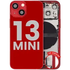Back Housing W/ Charging Port Flex & Small Parts  For iPhone 13 Mini (US Version) (Used OEM Pull: Grade B) (Red)