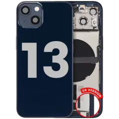 Back Housing W/ Charging Port Flex & Small Parts  For iPhone 13 (US Version) (Used OEM Pull: Grade B) (Midnight)