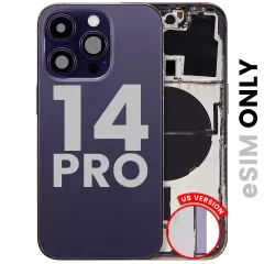 Back Housing W/ Small Parts For iPhone 14 Pro (US Version) (Used OEM Pull: Grade C) (Deep Purple)