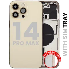 Back Housing W/ Small Parts For iPhone 14 Pro Max (EU / Global Version) (Used OEM Pull: Grade C) (Gold)