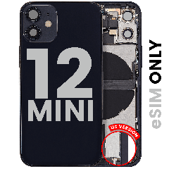 Back Housing W/ Charging Port Flex & Small Parts  For iPhone 12 Mini (US Version) (Used OEM Pull: Grade B) (Black)