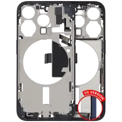 Mid-Frame Housing  W/ Charging Port Flex & Small Parts  For iPhone 15 Pro (US Version) (Used OEM Pull: Grade C) (Blue Titanium)