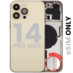Back Housing W/ Small Parts For iPhone 14 Pro Max (US Version) (Used OEM Pull: Grade C) (Gold)