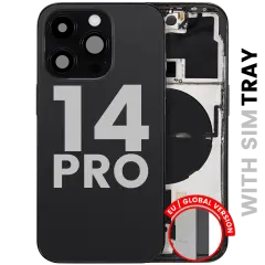 Back Housing W/ Small Parts For iPhone 14 Pro (EU / Global Version) (Used OEM Pull: Grade B) (Space Black)