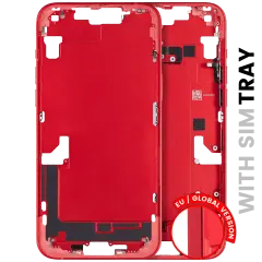 Mid-Frame Housing W/ Small Parts For iPhone 14 Plus (EU / Global Version) (Used OEM Pull: Grade B) (Red)