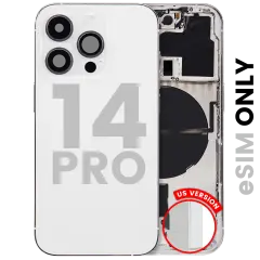 Back Housing W/ Small Parts For iPhone 14 Pro (US Version) (Used OEM Pull: Grade B) (Silver)