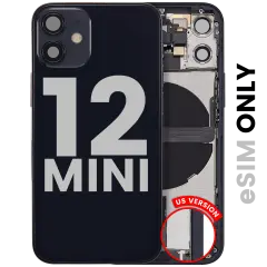 Back Housing W/ Charging Port Flex & Small Parts  For iPhone 12 Mini (US Version) (Used OEM Pull: Grade B) (Black)