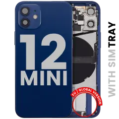 Back Housing W/ Charging Port Flex & Small Parts  For iPhone 12 Mini (EU / Global Version) (Used OEM Pull: Grade B) (Blue)