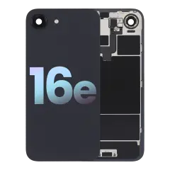 Back Glass With Steel Plate With Wireless NFC Charging MagSafe Magnet & Flashlight Flex For iPhone 16e (Genuine OEM) (Black)