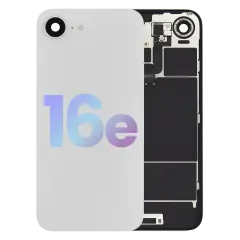 Back Glass With Steel Plate With Wireless NFC Charging MagSafe Magnet & Flashlight Flex For iPhone 16e (Genuine OEM) (White)
