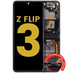 Inner OLED Assembly With Frame For Samsung Galaxy Z Flip 3 5G (US & International) (Refurbished) (Phantom Black)