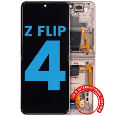 Inner OLED Assembly With Frame Compatible For Samsung Galaxy Z Flip 4 5G (F721) (US & International Version) (Aftermarket) (Pink Gold)