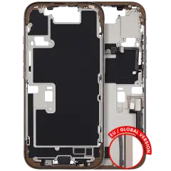 Mid-Frame Housing  W/ Charging Port Flex & Small Parts  For iPhone 16 Pro (EU / Global Version) (Used OEM Pull: Grade B) (Desert Titanium)