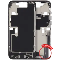 Mid-Frame Housing  W/ Charging Port Flex & Small Parts  For iPhone 16 Pro Max (US Version) (Used OEM Pull: Grade B) (Black Titanium)