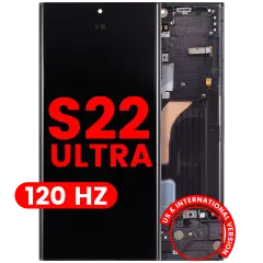 OLED Assembly With Frame For Samsung Galaxy S22 Ultra 5G (US & International Version) (Aftermarket Plus) (120Hz) (Phantom Black)