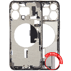 Mid-Frame Housing  W/ Charging Port Flex & Small Parts  For iPhone 15 Pro Max (EU / Global Version) (Used OEM Pull: Grade A) (Natural Titanium)