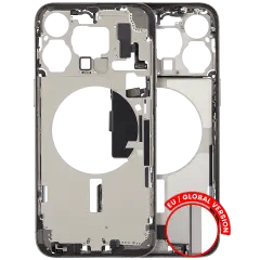 Mid-Frame Housing  W/ Charging Port Flex & Small Parts  For iPhone 15 Pro Max (EU / Global Version) (Used OEM Pull: Grade C) (Natural Titanium)