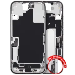 Mid-Frame Housing  W/ Charging Port Flex & Small Parts  For iPhone 16 (EU / Global Version) (Used OEM Pull: Grade A) (White)