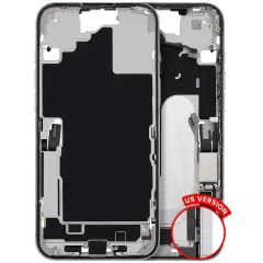 Mid-Frame Housing  W/ Charging Port Flex & Small Parts  For iPhone 16 Plus (US Version) (Used OEM Pull: Grade A) (White)