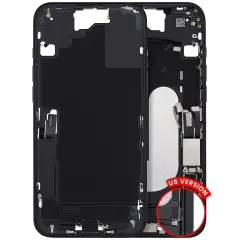 Mid-Frame Housing  W/ Charging Port Flex & Small Parts  For iPhone 16 Plus (US Version) (Used OEM Pull: Grade B) (Black)